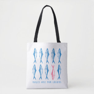 Bolsa Tote "Regras são para Perdedores" Divertido Boho Costei