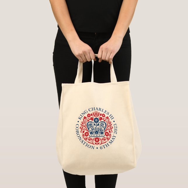 Bolsa Tote Rei Charles III Coronation Emblem, Royal Souvenir (Frente (produto))