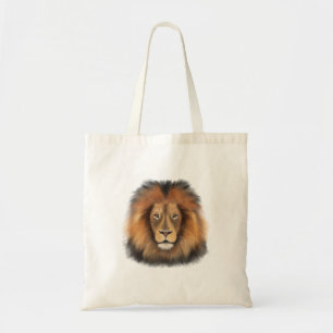 Bolsa Tote rei leão da selva realista masculino aquarela