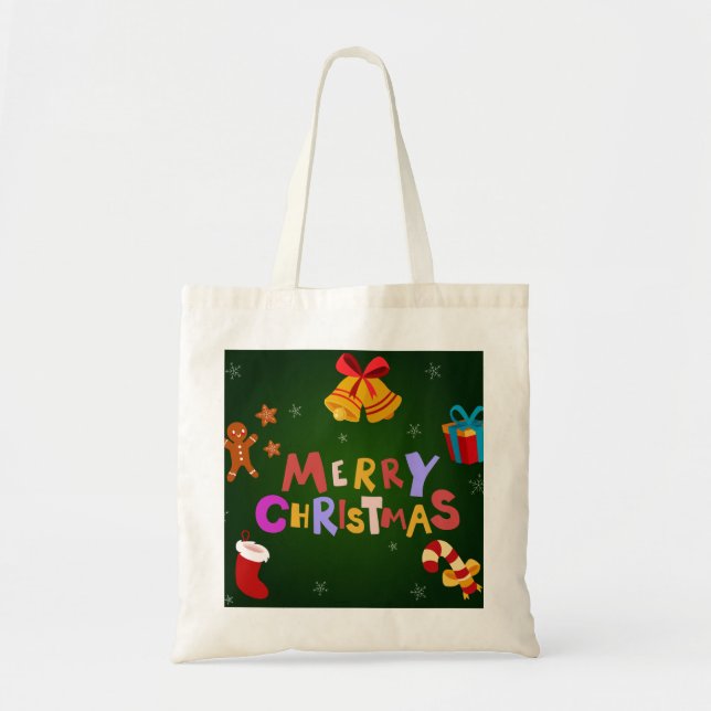 Bolsa Tote Reinador de Natal de Feliz Regozijo Personalizado (Frente)