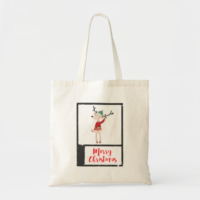 Bolsa Tote Reindeer De Natal Em Um Whimsical Suéter Feio (Frente)