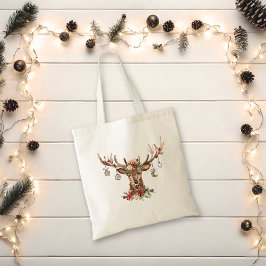 Bolsa Tote Reindeer de Natal Russo Ornamentos de Antler