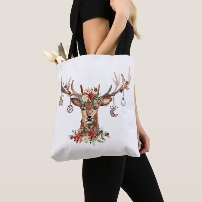 Bolsa Tote Reindeer de Natal Russo Ornamentos de Antler (Close Up)