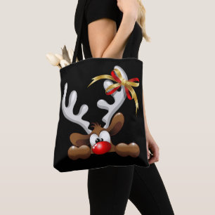 Bolsa Tote Reindeer Enzergou Caráter de Natal Engraçado