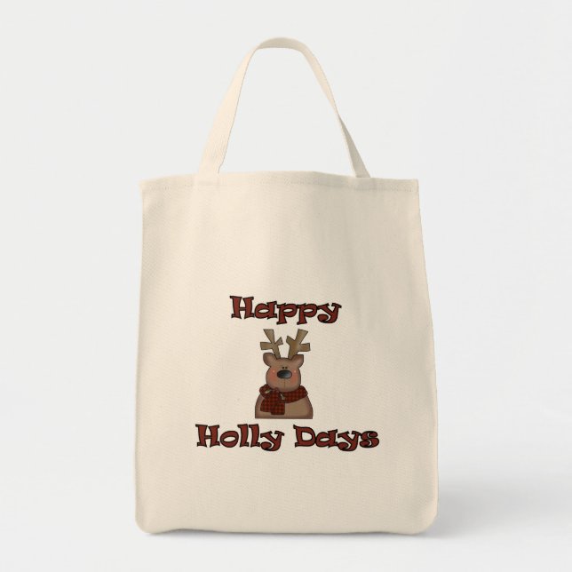 Bolsa Tote Reindeer Holly Days Camisetas e presentes (Frente)