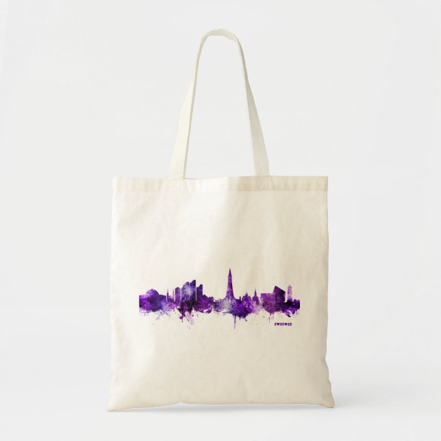 Bolsa Tote Reiquiavique Islândia Skyline Purple 2.22.22 Data (Frente)