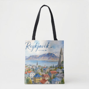 Bolsa Tote Reiquiavique Islândia souvenir aquarela