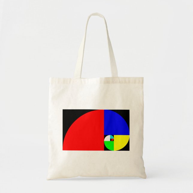 Bolsa Tote Relação dourada, espiral de Fibonacci (Frente)