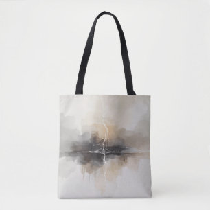 Bolsa Tote Relâmpago Abstrato em Tons Neutros Impressão