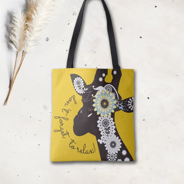 Bolsa Tote Relaxar - Girafa Amarela Divertida e Funky (Criador carregado)