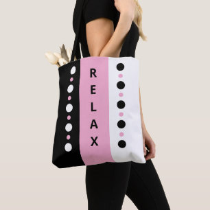 Bolsa Tote Relaxe pontos listras preto branco e rosa