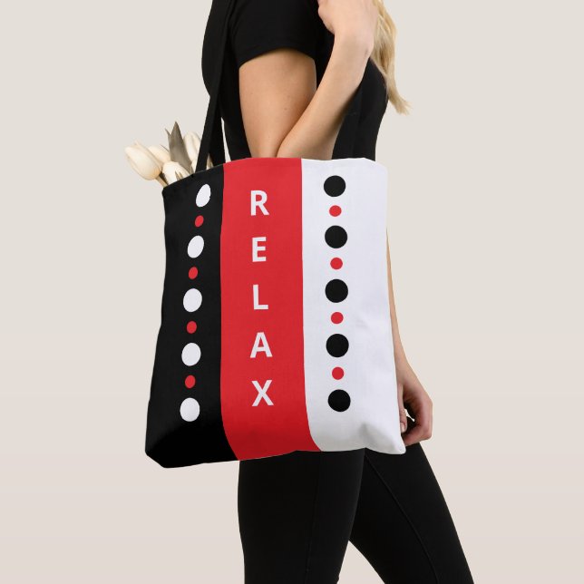 Bolsa Tote Relaxe pontos preto branco e vermelho (Close Up)