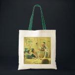 Bolsa Tote Religião Vintage, Judaísmo, Iluminando a Menorah<br><div class="desc">Ilustração vinda da judaica religiosa apresentando um Rabbi iluminando as velas em um Menorah durante Chanucá com duas crianças assistindo.</div>