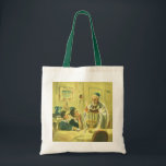 Bolsa Tote Religião Vintage, Judaísmo, Iluminando a Menorah<br><div class="desc">Ilustração vinda da judaica religiosa apresentando um Rabbi iluminando as velas em um Menorah durante Chanucá com duas crianças assistindo.</div>