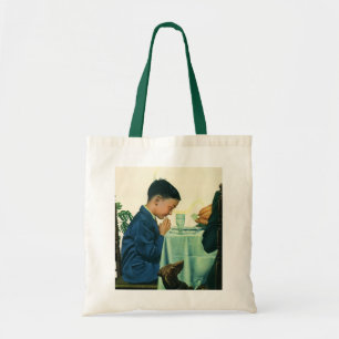 Bolsa Tote Religião Vintage, Menino Dizendo Benção no Dia de