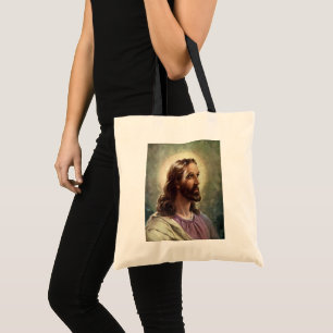 Bolsa Tote Religioso Vintage, Cristo de Jesus Retrato com Hal