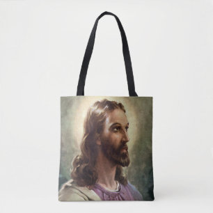 Bolsa Tote Religioso Vintage, Cristo de Jesus Retrato com Hal