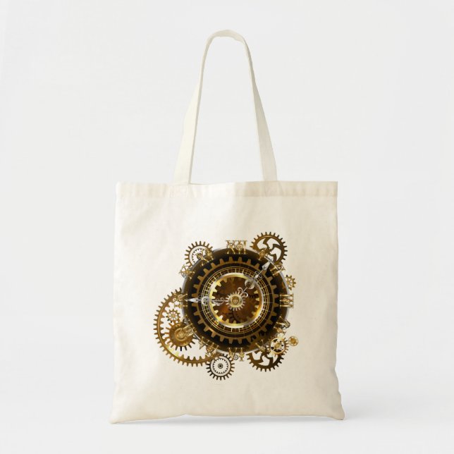 Bolsa Tote Relógio a vapor com engrenagens antigas (Frente)