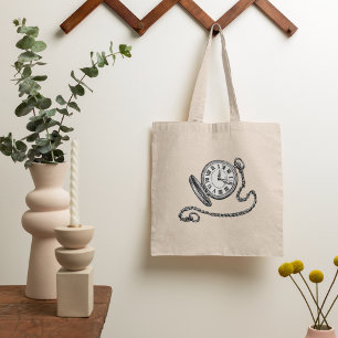 Bolsa Tote Relógio de Bolso Vitoriano Antigo Arte Linha