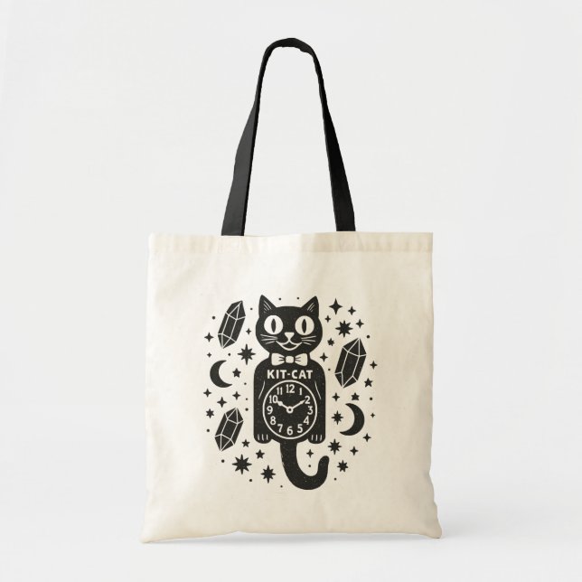 Bolsa Tote Relógio de Gatos (Frente)