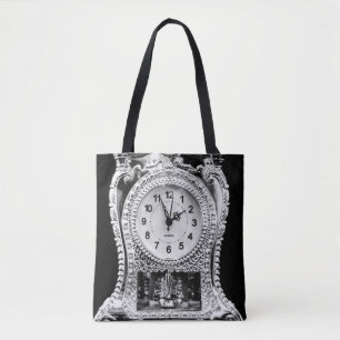 Bolsa Tote Relógio de Prata Vintage
