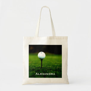 Bolsa Tote Relvado e bola de golfe/T da grama verde,