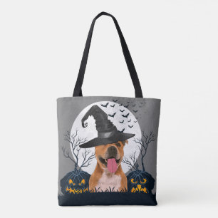 Bolsa Tote Remendo da abóbora do Dia das Bruxas do pitbull