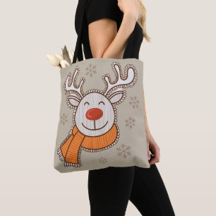 Bolsa Tote Rena de Natal Fofa Feliz Natal Inverno