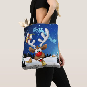 Bolsa Tote Rena Fofa Espiando Meme de Natal