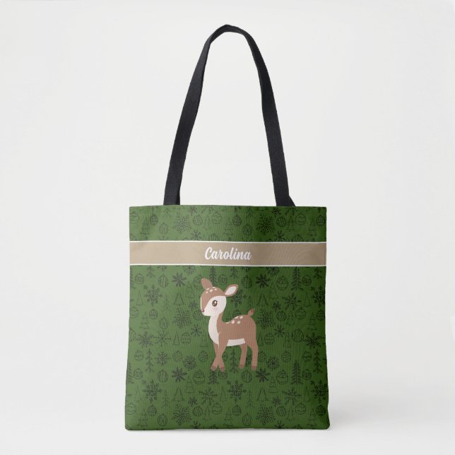 Bolsa Tote Rena - monograma verde (Frente)