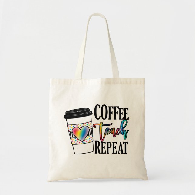 Bolsa Tote Repetição de Ensino de Café - Vida Divertida de Pr (Frente)