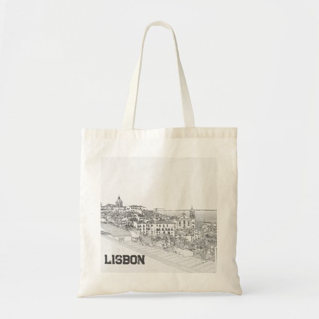 Bolsa Tote Reprodução do Lápis de Alfama em Lisboa (Frente)