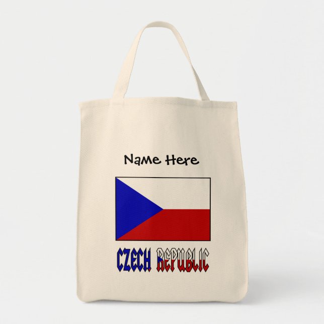 Bolsa Tote República Checa Bandeira Personalização Negra (Frente)