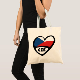 Bolsa Tote República Checa Código do país Flag Heart, CZE