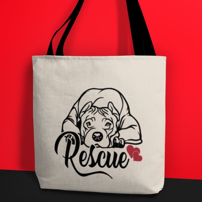 Bolsa Tote Resgate de Pit Bull Fofo Presente de Adoção de Pit (Criador carregado)