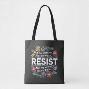 Bolsa Tote Resistência a Protesto Botânico Floral Anti-Trump