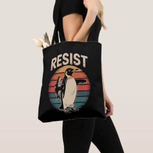 Bolsa Tote Resistir Pinguins Ativismo Protesto Tarifas Retro