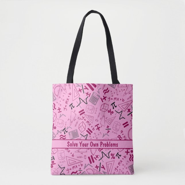 Bolsa Tote resolva seus próprios problemas matemáticos rosa m (Frente)