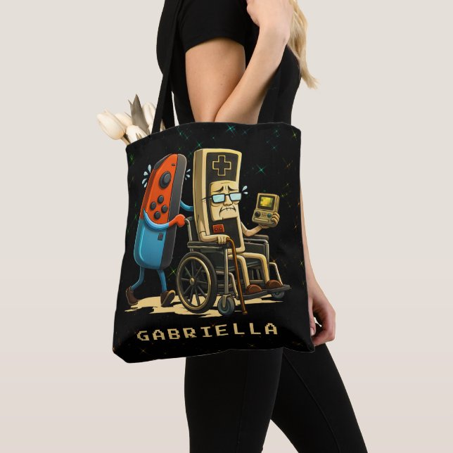 Bolsa Tote Respect Your Elders Gaming Control Retro Funny (Close Up)