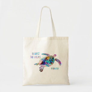 Bolsa Tote Respeite a citação de Tie Dye Beach de Tartaruga