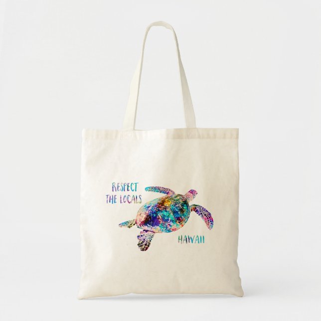 Bolsa Tote Respeite a citação de Tie Dye Beach de Tartaruga d (Frente)