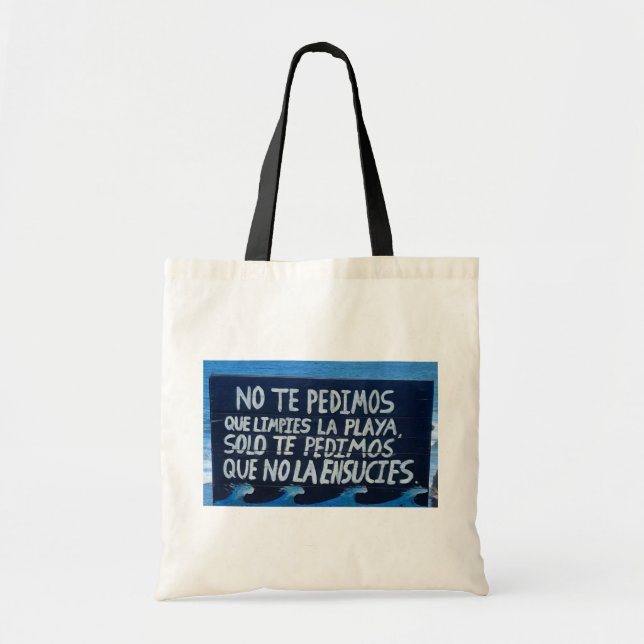 Bolsa Tote Respeite a natureza - Sinal de praia espanhol (Frente)