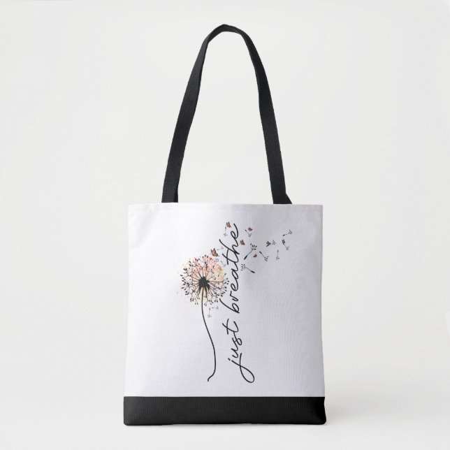Bolsa Tote Respira a borboleta Dandelion Inspiração Yoga (Frente)