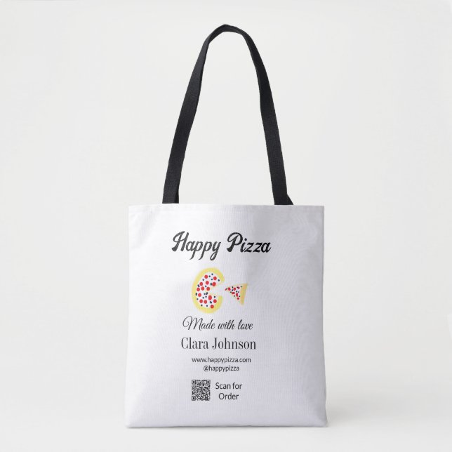Bolsa Tote Restaurante de pizza café pizzaria digitalize códi (Frente)