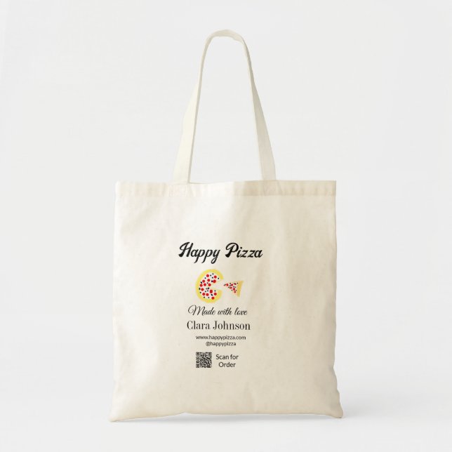Bolsa Tote Restaurante de pizza café pizzaria digitalize códi (Frente)