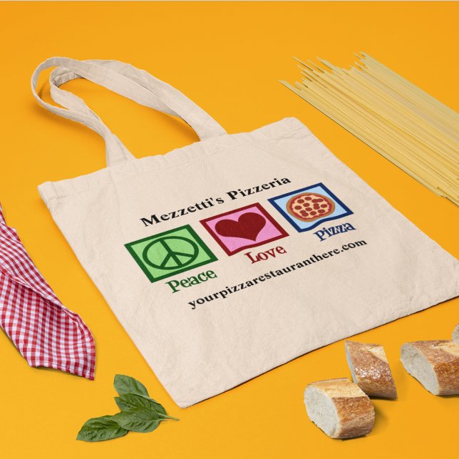 Bolsa Tote Restaurante Pizzeria Personalizada da Pizza Peace  (Criador carregado)