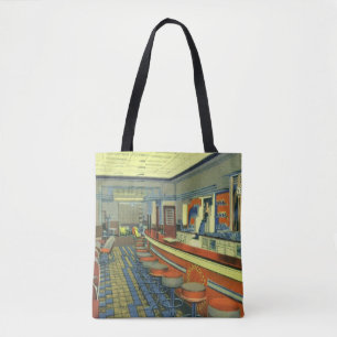 Bolsa Tote Restaurante Vintage, Interior de Lanchonete Retro