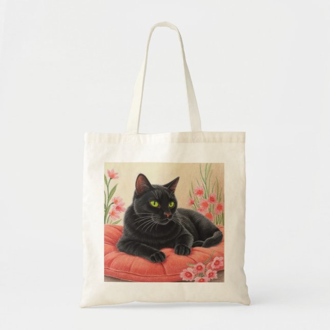 Bolsa Tote Resting Black Cat (Frente)