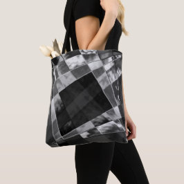 Bolsa Tote Retângulos inclinados ou esticados, cinzas pretas
