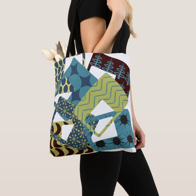 Bolsa Tote Retângulos Modernos do Século Médio Arredondados (Close Up)